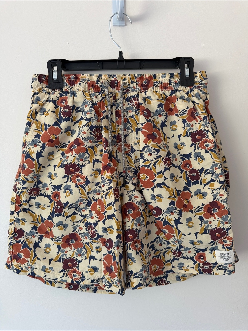 Katin Men's Floral Hybrid Shorts - Cream, Rust & Navy